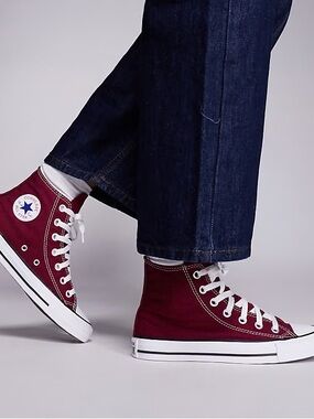 Converse High Top Sneakers - Burgundy and White Size 9 Women / Size 7 Men